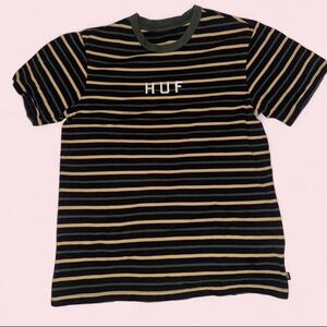 HUF Black and Gold Striped Tee